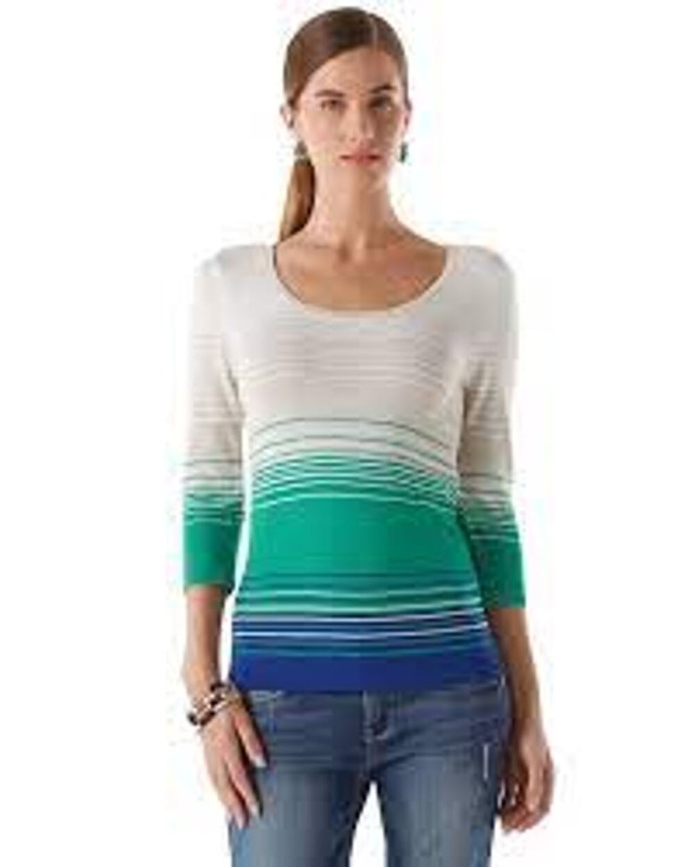 WHBM Perl Dust Color Block Stripe Sweater